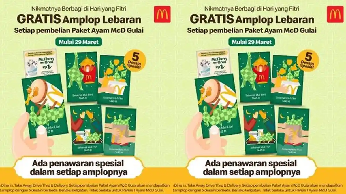 Katalog Promo McD Hari ini 1 April 2024, Beli Paket Ayam Gulai Dapatkan Gratis Amplop Lebaran