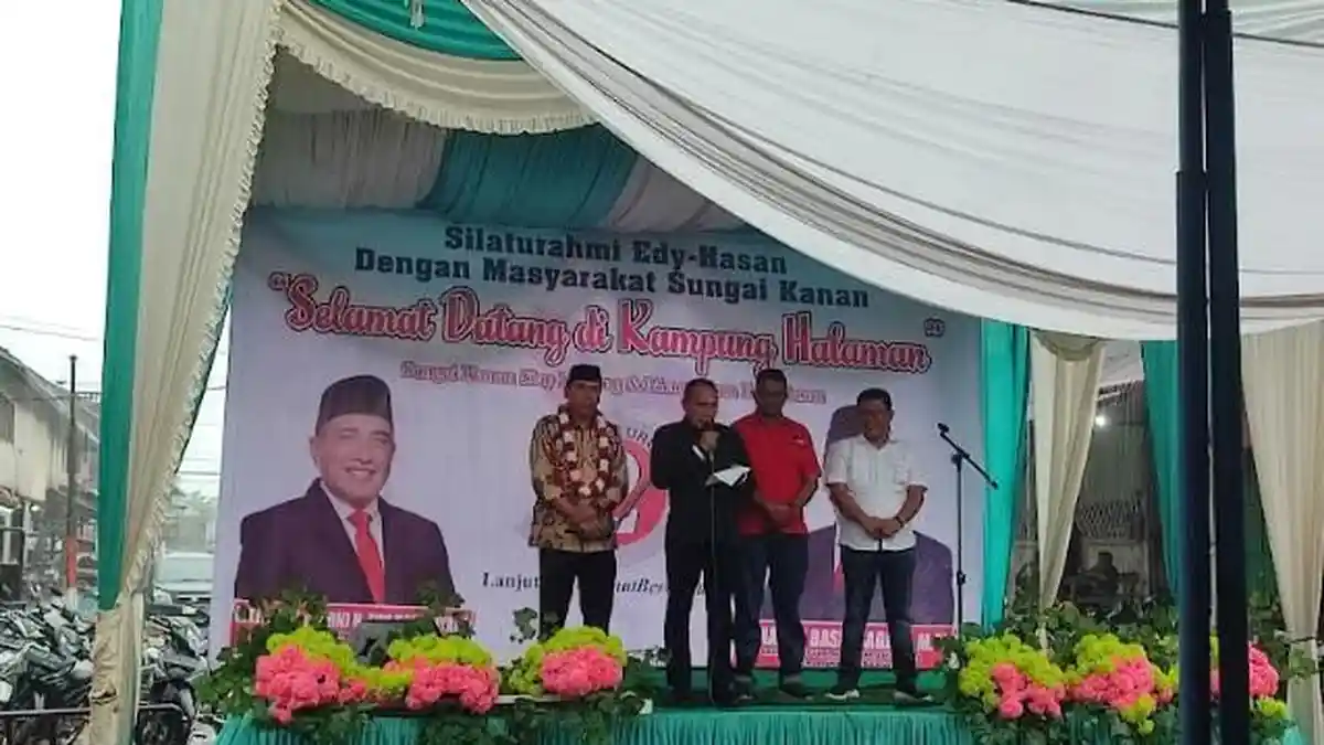 Kampanye di Kampung Halaman, Edy-Hasan Disambut Banser dan Putri Bupati Labusel
