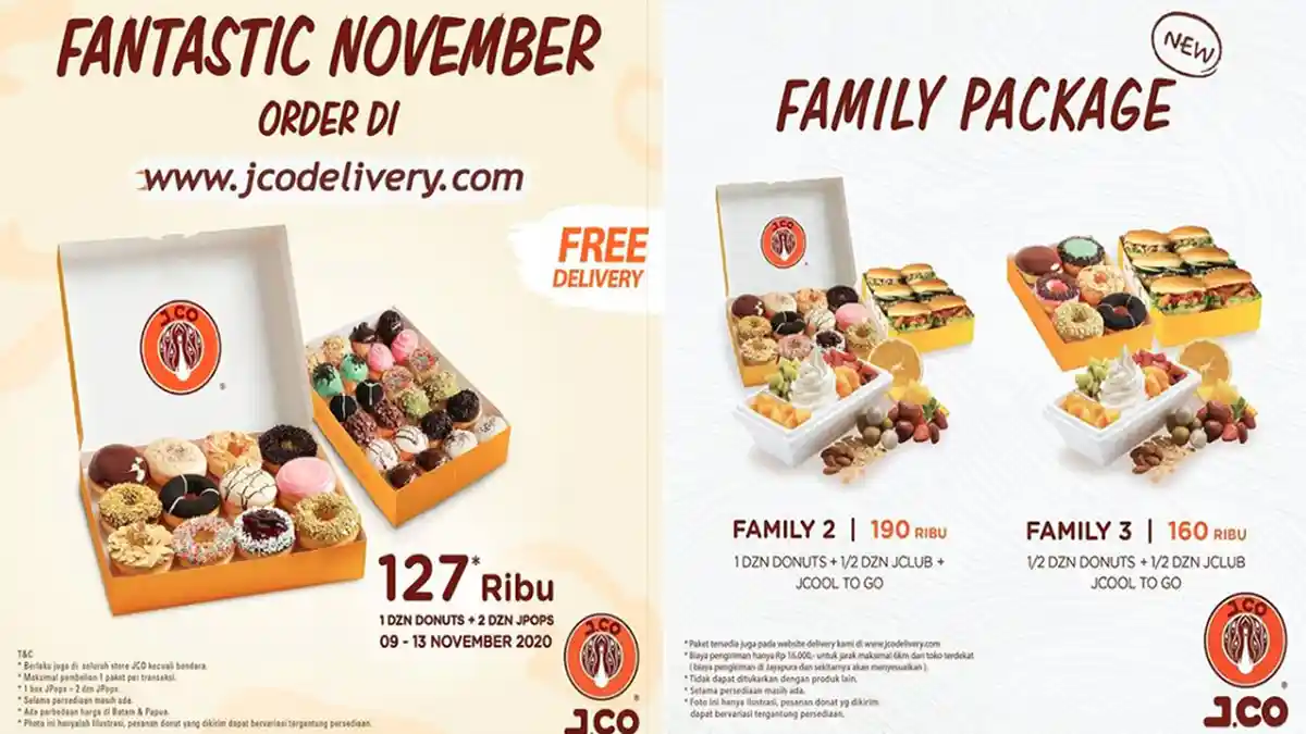 PROMO JCO November 2020, Beli 1 Lusin Donat Reguler & 1 Box JPOPS hanya Rp 127.000 Gratis Ongkir