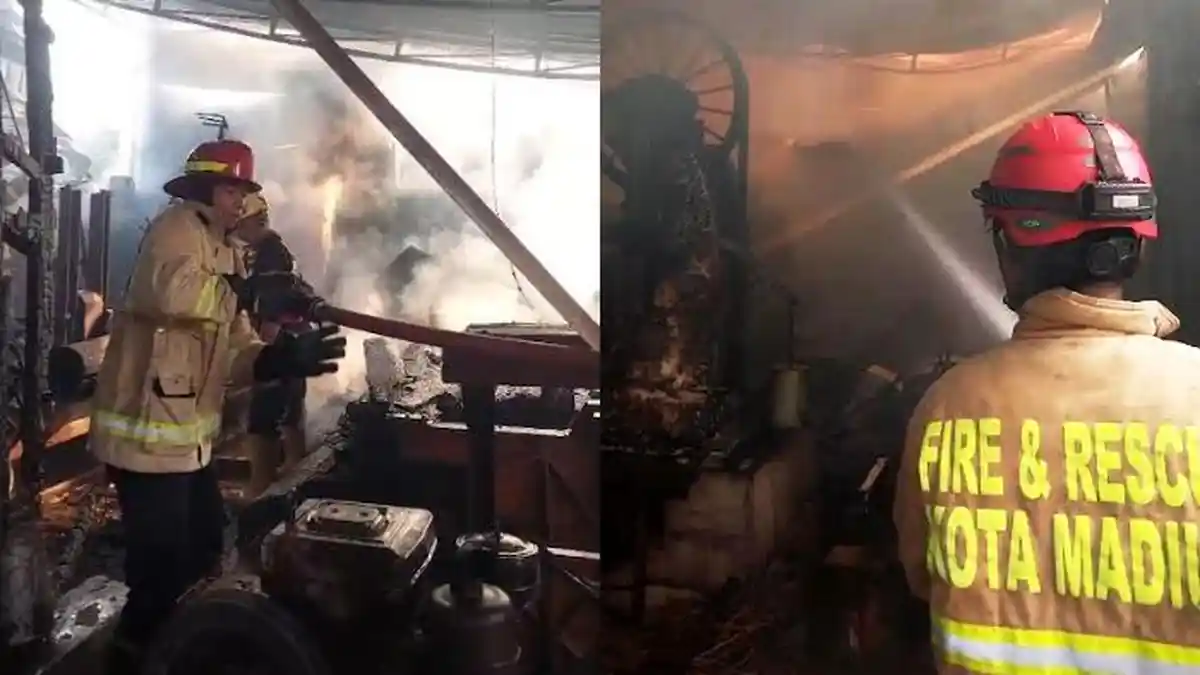 Gudang Kayu di Kota Madiun Terbakar Hebat, Warga Panik Teriak Minta Tolong