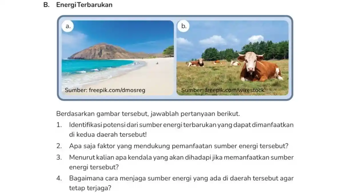 Kunci Jawaban IPAS Kelas 6 SD Halaman 160 Kurikulum Merdeka, Energi Terbarukan