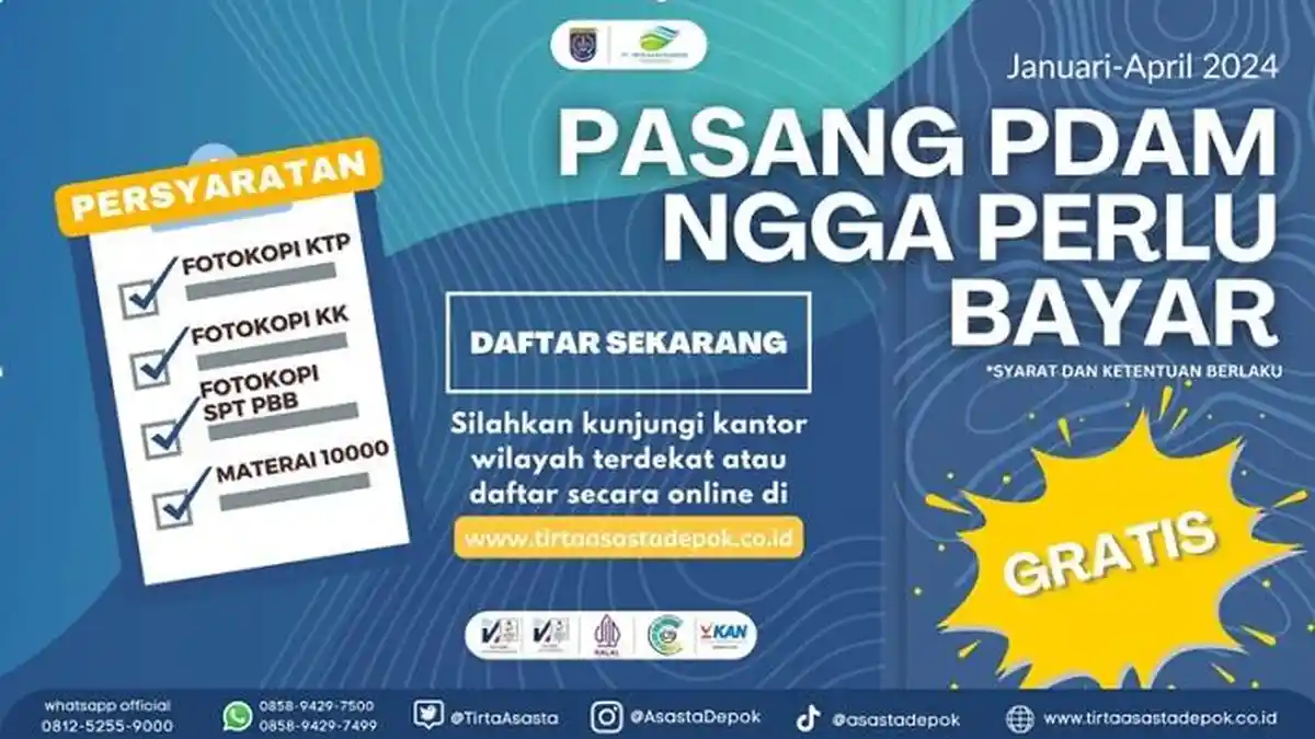 Awal Tahun 2024, PT Tirta Asasta Depok Keluarkan Program Gratis Biaya Pemasangan