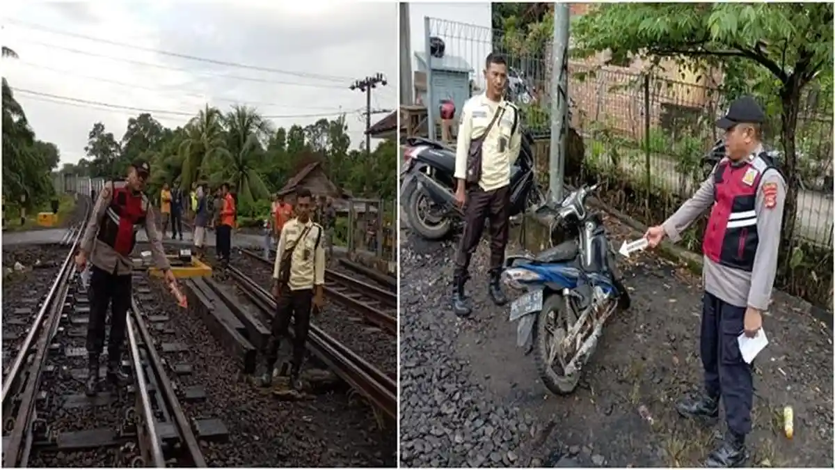 Kecelakaan di Muara Enim, Pengendara Motor Diserempet Kereta Api Babaranjang, Terpental 10 Meter