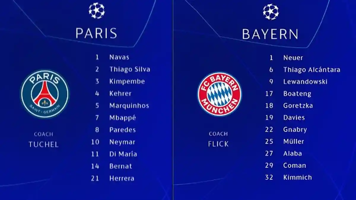 LINE UP & LINK Live Streaming SCTV PSG vs Bayern Munchen