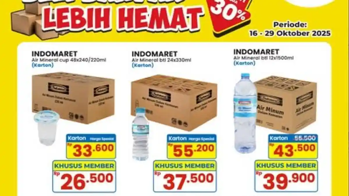 Promo Indomaret Hari Ini Minggu, Air Mineral Cup 1 Karton Rp 26.500 Saja