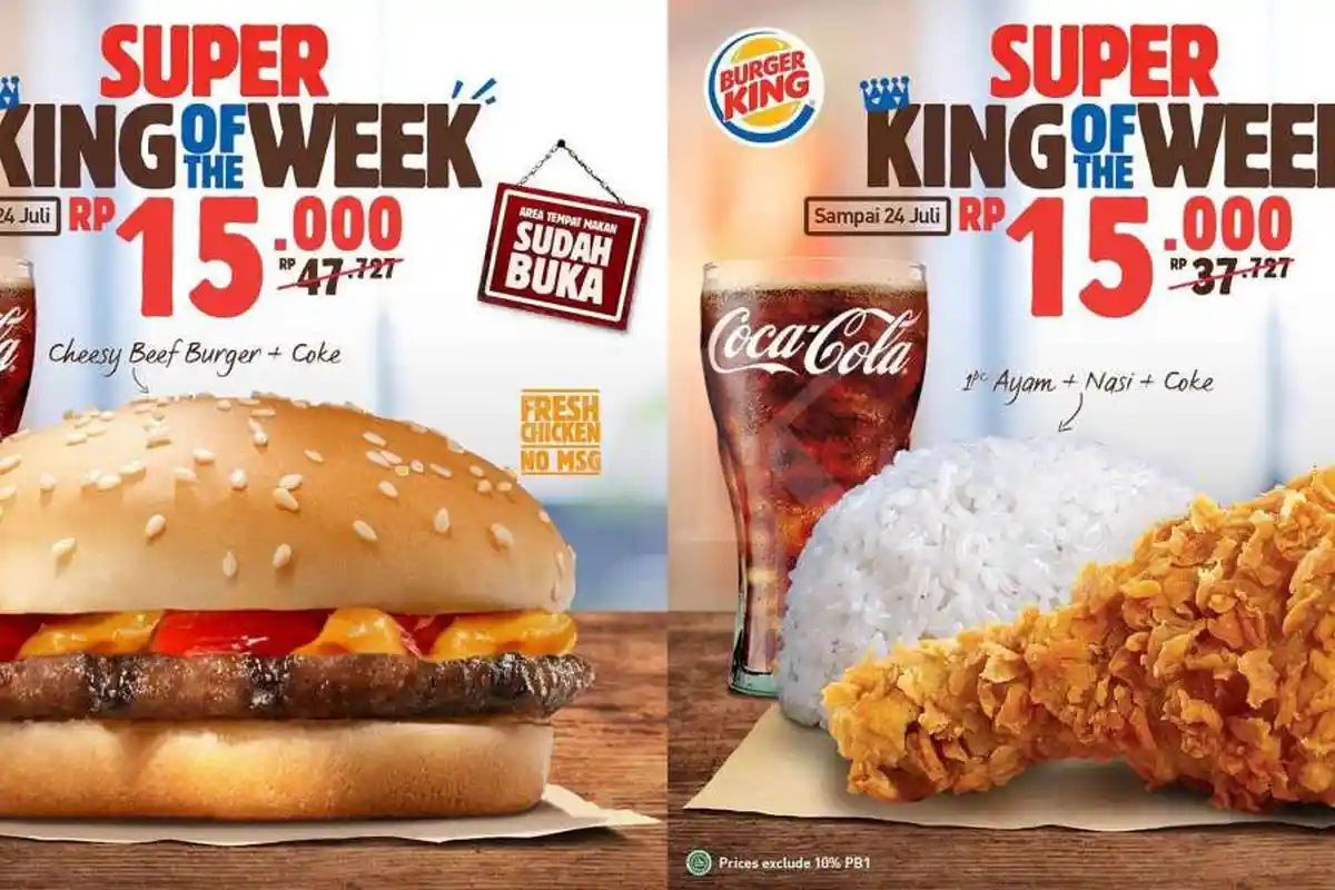 Promo Burger King Hingga 24 Juli 2020, Hanya Rp 15.000 Bisa Pilih Menu Sesuai Seleramu