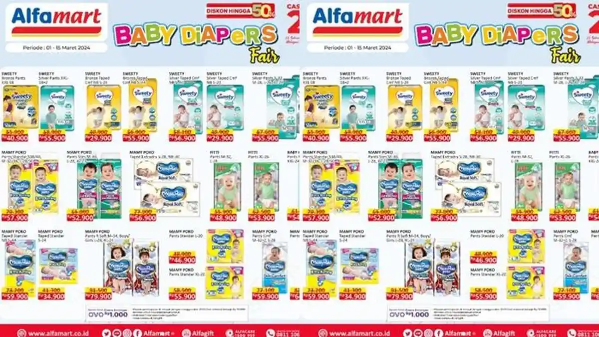 Katalog Promo Alfamart Hari ini 2 Maret 2024, Pampers Anak Diskon hingga 50 Persen