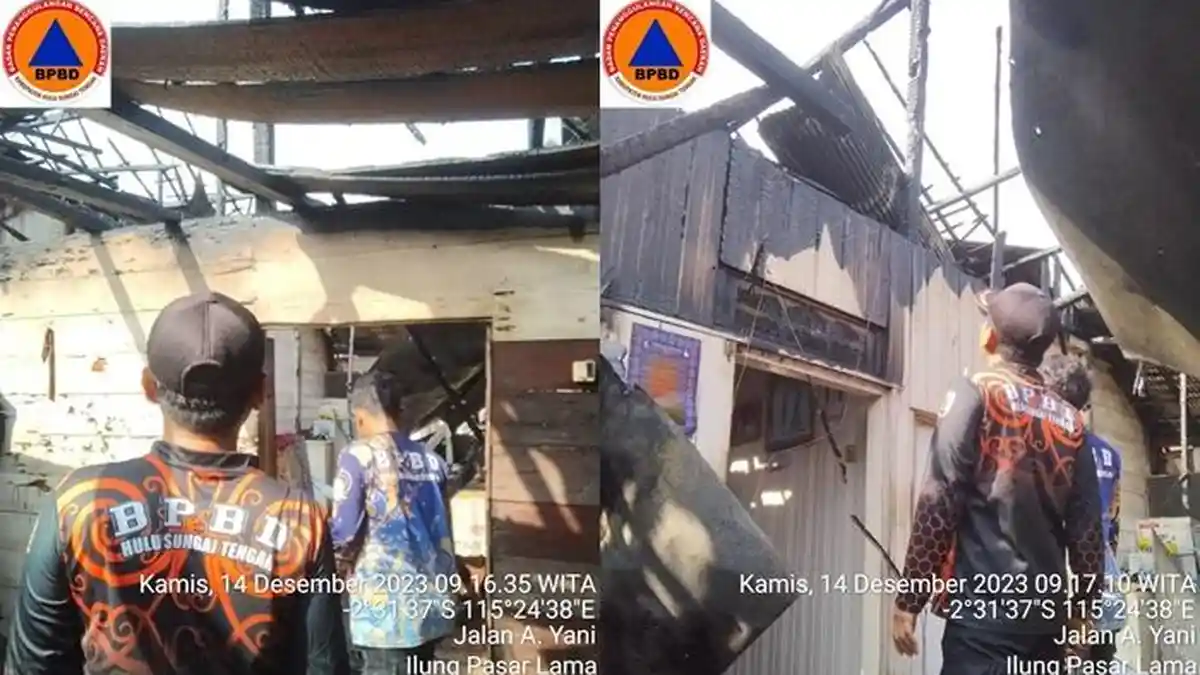 Api Berkobar di Desa Ilung Pasar Lama HST, Atap Satu Rumah Warga Hangus Terbakar
