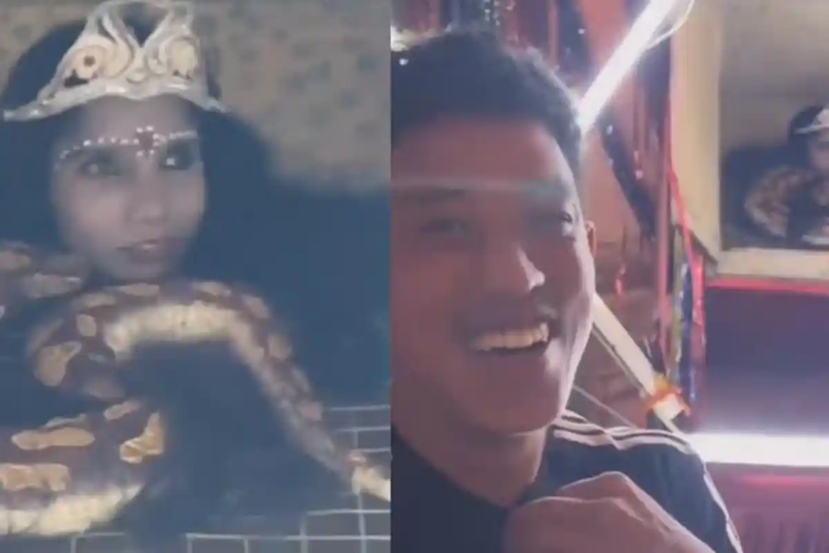 Video Ular Berkepala Manusia di Pasar Malam, Bukannya Takut Pria Ini Justru Ngakak Saat Rekam