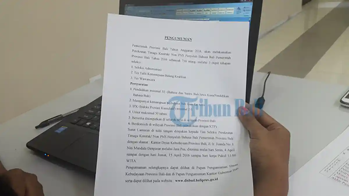 Baru 498 Orang Kirim Lamaran Penyuluh Bahasa Bali, Lowongan Ditutup Sabtu Ini