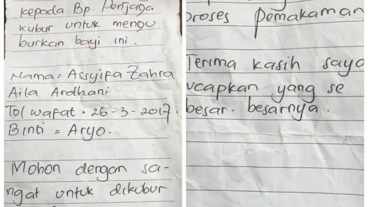 Heboh! Jasad Bayi Ditemukan Bersama Surat dan Uang Rp 150.000
