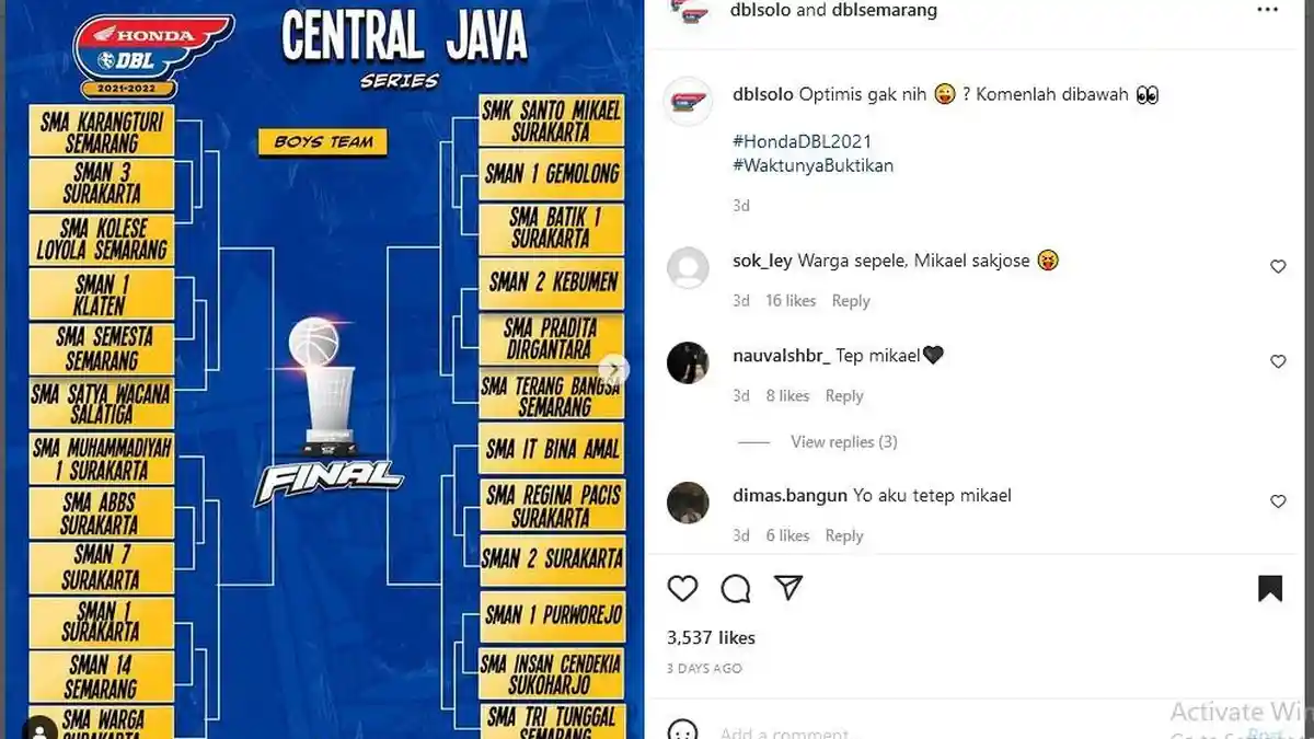 Daftar Peserta DBL Central Java Series, Mulai 27 Januari 2022 di Sritex Arena Solo