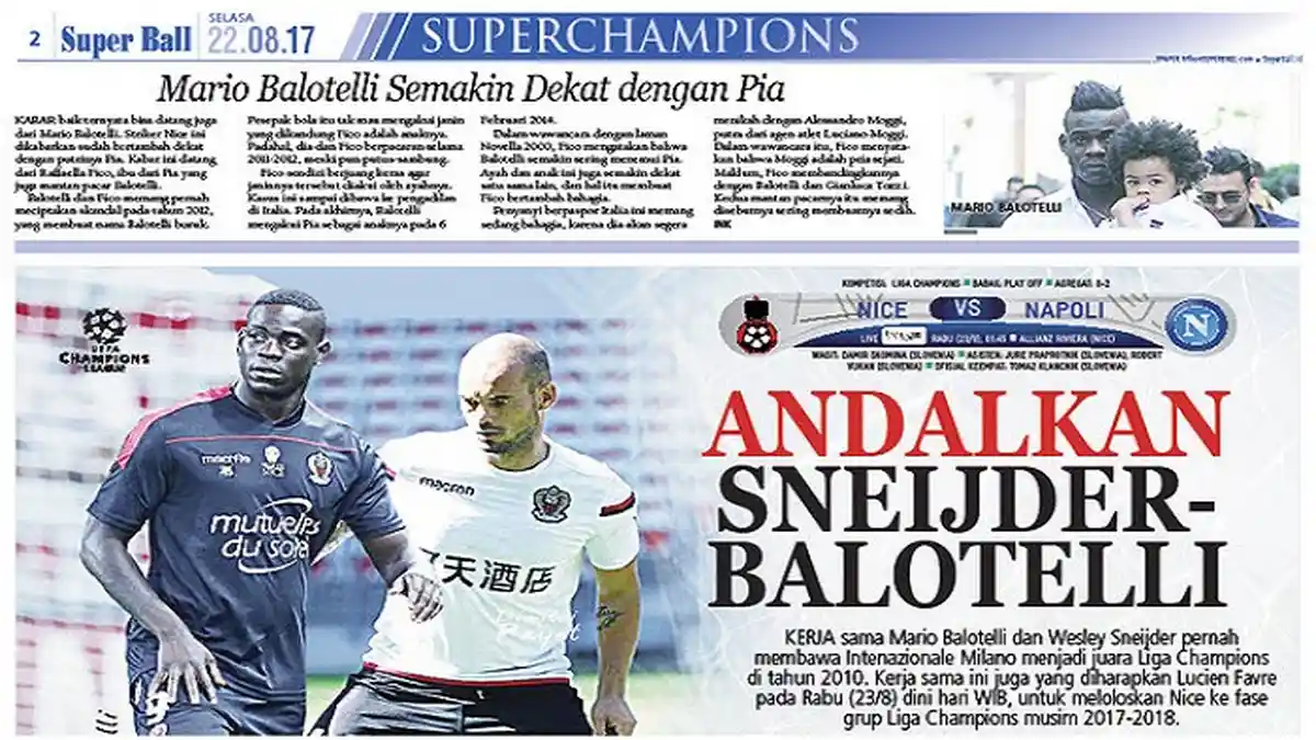 Nice Andalkan Wesley Sneijder dan Mario Balotelli