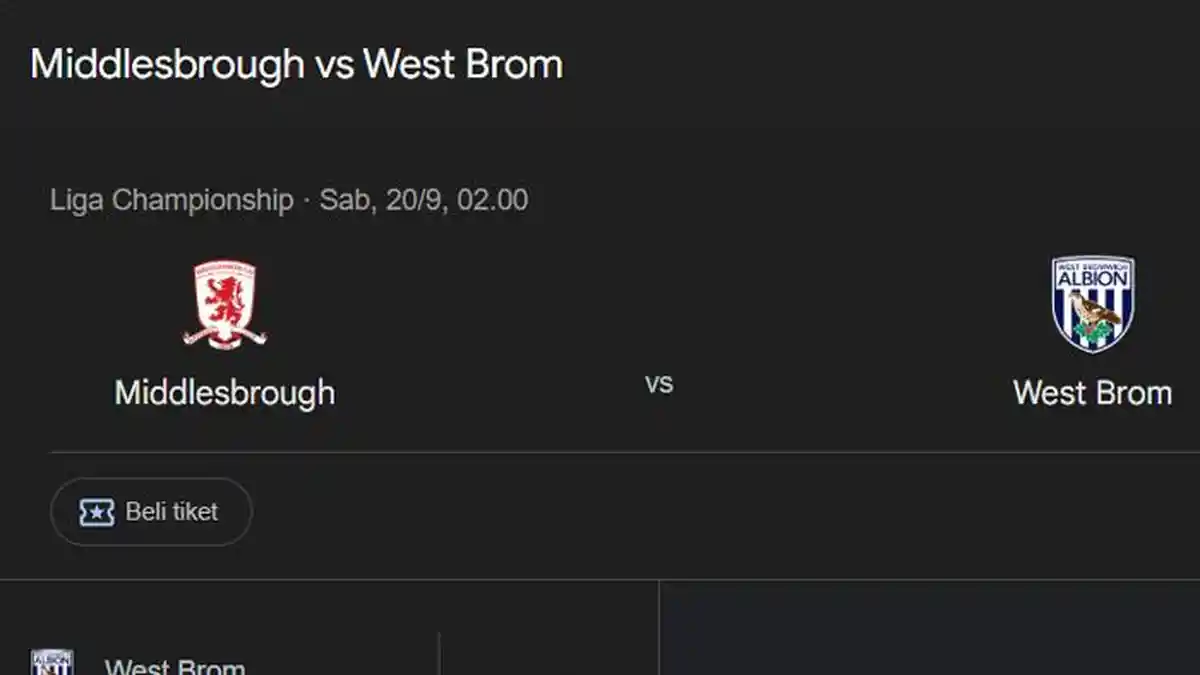 Prediksi Skor Middlesbrough vs West Bromwich Albion EFL Championship Sabtu 20 September 2025 Jam 02