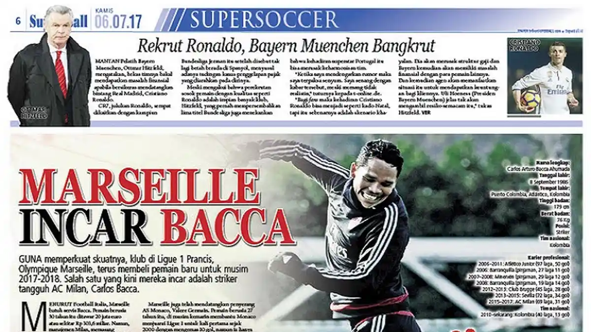 Olympique Marseille Siapkan Rp 300 Miliar untuk Carlos Bocca
