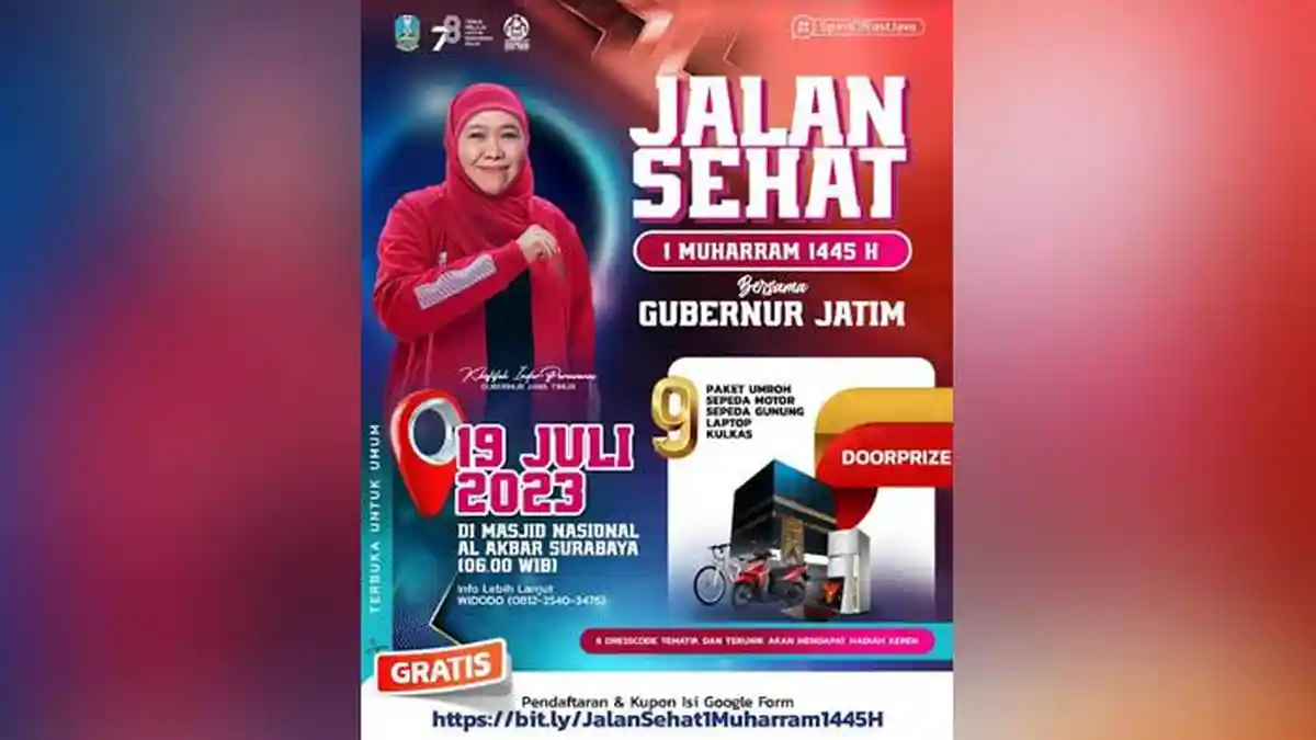 Cara Mendapatkan Kupon Jalan Sehat Menyambut 1 Muharram Bersama Gubernur Khofifah Pada Rabu Besok