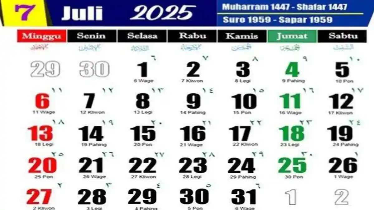 Bulan Juli Ada Libur atau Tidak, Cek Sisa Tanggal Merah Libur Nasional di Kalender 2025