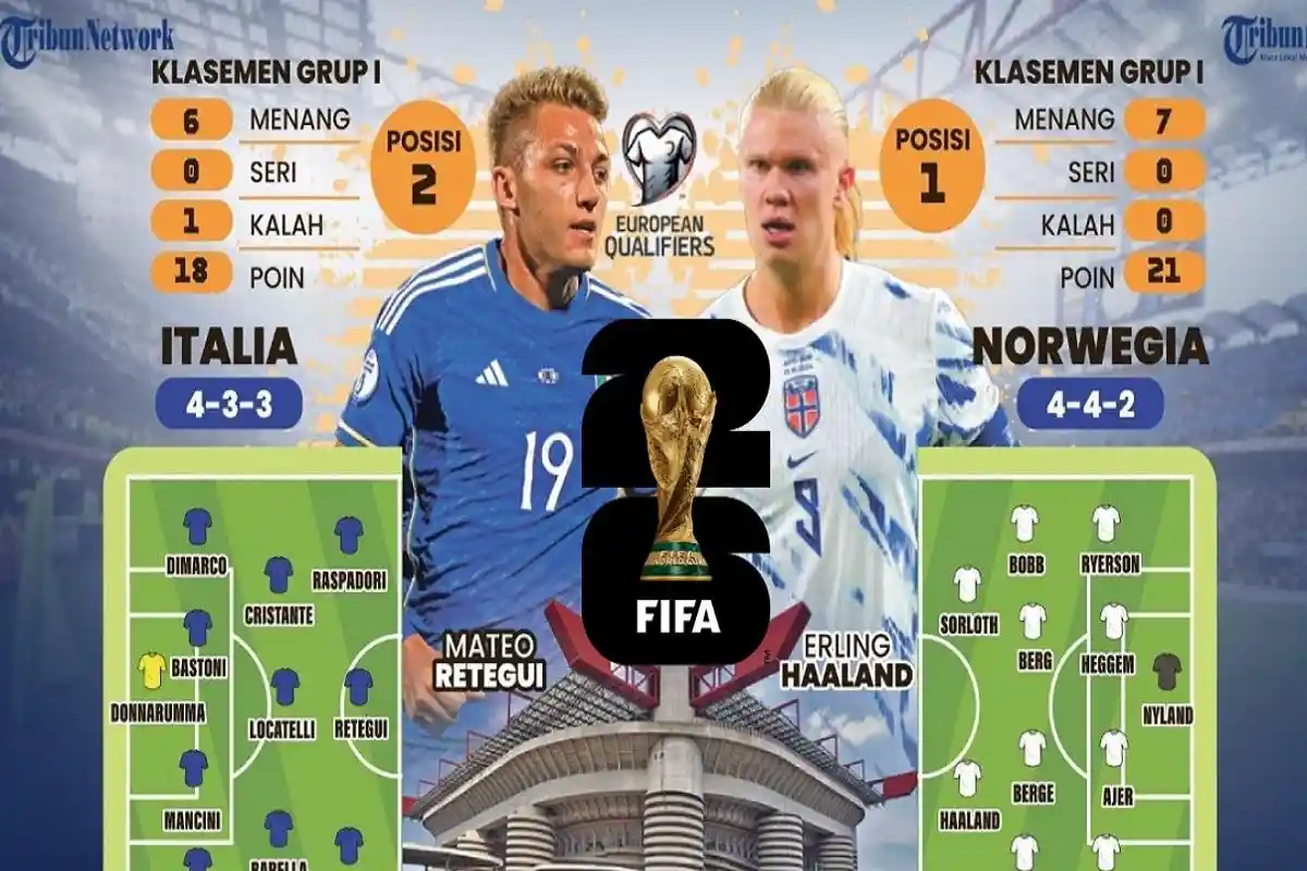 Hasil Italia vs Norwegia Kualifikasi Piala Dunia 2026 Zona Eropa, Skuad Landslaget Amankan Tiket