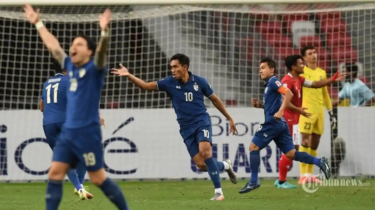 Hasil Babak I Skor 1-0 Thailand Vs Vietnam Piala AFF 2022, Theeraton Cetak Gol Selebrasi ala Ronaldo