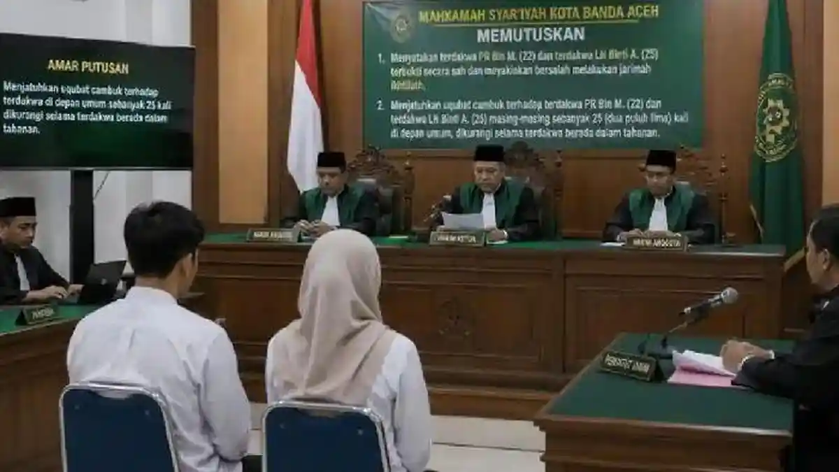Viral Bermesraan Saat Live TikTok, Dua Sejoli di Banda Aceh Divonis 25 Kali Cambuk