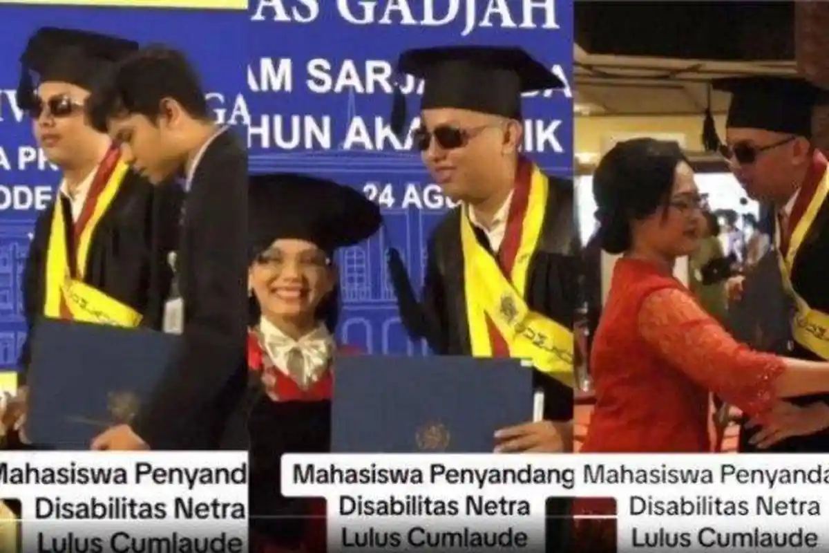 Kisah Farrel Mahasiswa Tunanetra Wisuda UGM, Raih IPK 3,74, Dijemput Teman di Gerbang, Ibu Menangis