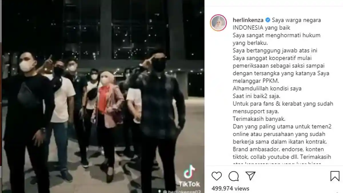 Melanggar PPKM, Selebgram Herlin Kenza Ditetapkan Tersangka, Postingan di IG jadi Sorotan
