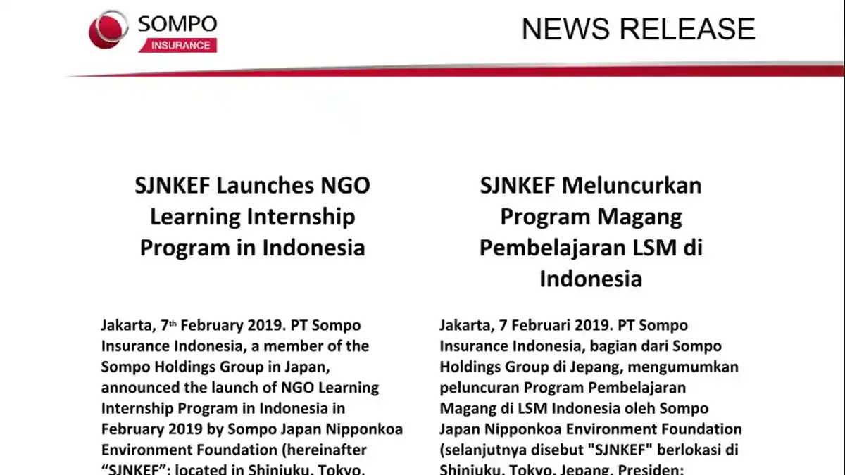 SJNKEF Luncurkan Program Magang Pembelajaran LSM di Indonesia