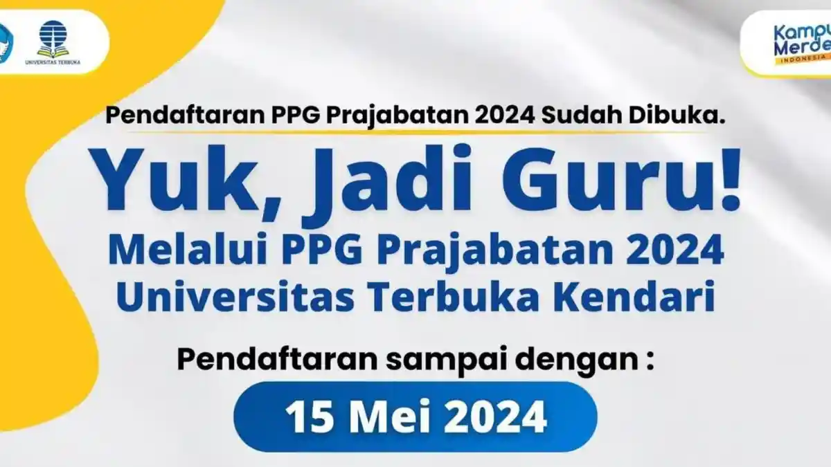 UT Kendari Buka Pendaftaran PPG Prajabatan 2024 Hingga 15 Mei 2024, Ini Link, Syarat dan Cara Daftar
