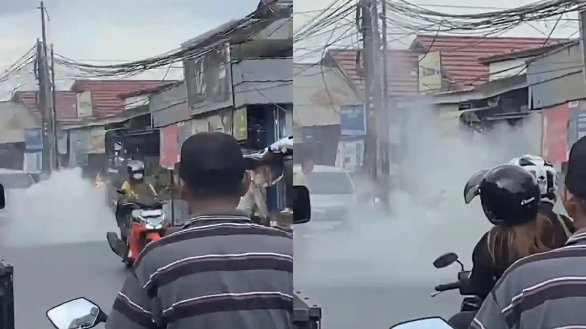 Insiden Sepeda Motor Terbakar Gegerkan Warga Jalan Gerilya, Keluarkan Asap Tebal - Banjarmasinpost.co.id