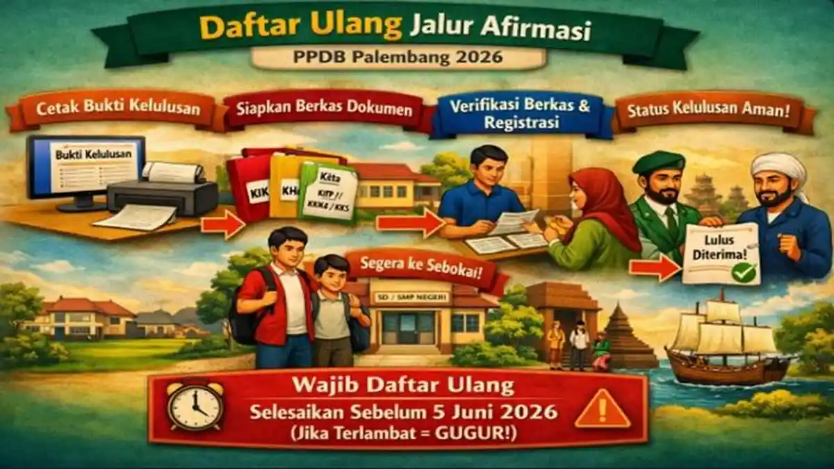 Cara Daftar Ulang Jalur Afirmasi PPDB Palembang Batas 5 Juni 2026, Jangan Sampai Hangus!