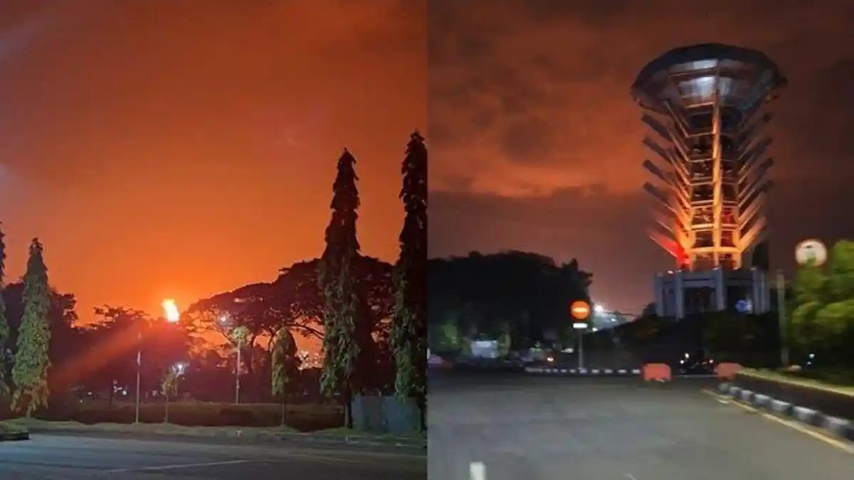 Langit Merah di Cilegon Banten Gegerkan Warga, Diduga dari Cerobong Pabrik Kimia