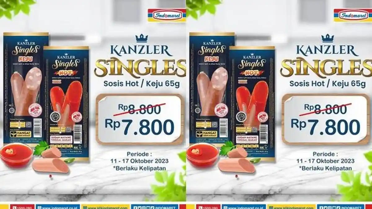 Katalog Promo Indomaret Hari ini, Belanja Sosis Kanzler Singles 65 Gram Rp 7.800