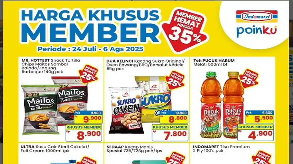 Promo Indomaret 31 Juli  Khusus Member :Susu Ultra Rp17.900, Kecap Sedaap