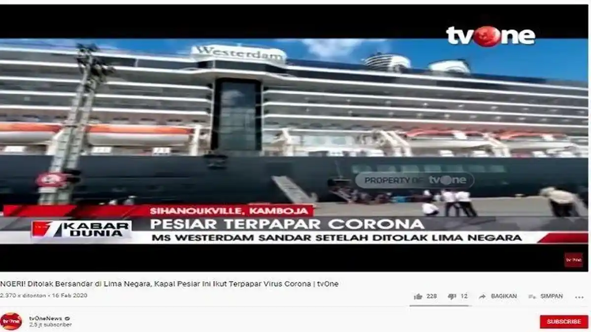 Terpapar Virus Corona, Kapal Pesiar MS Westerdam 2 Minggu Terombang-ambing di Laut, Ditolak 5 Negara