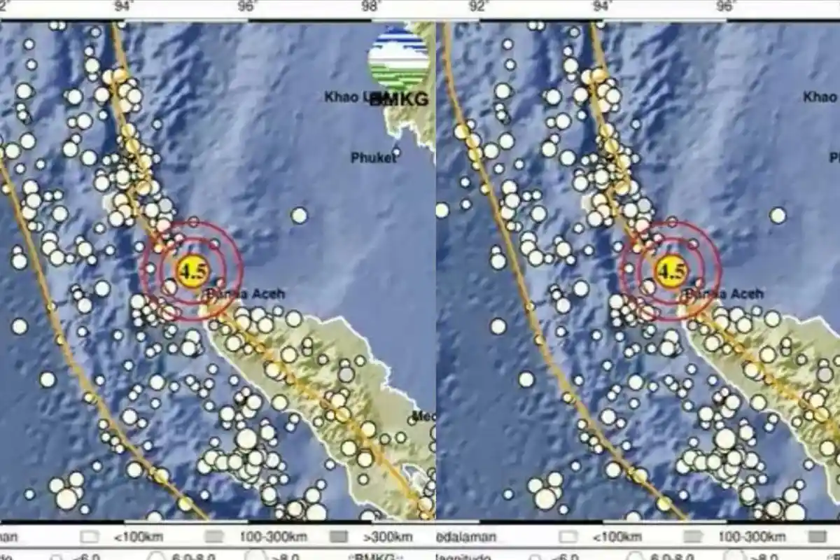 Gempa Bumi 4,5 SR Guncang Barat Laut Sabang, Aceh pada Dini Hari, BMKG: Tidak Berpotensi Tsunami