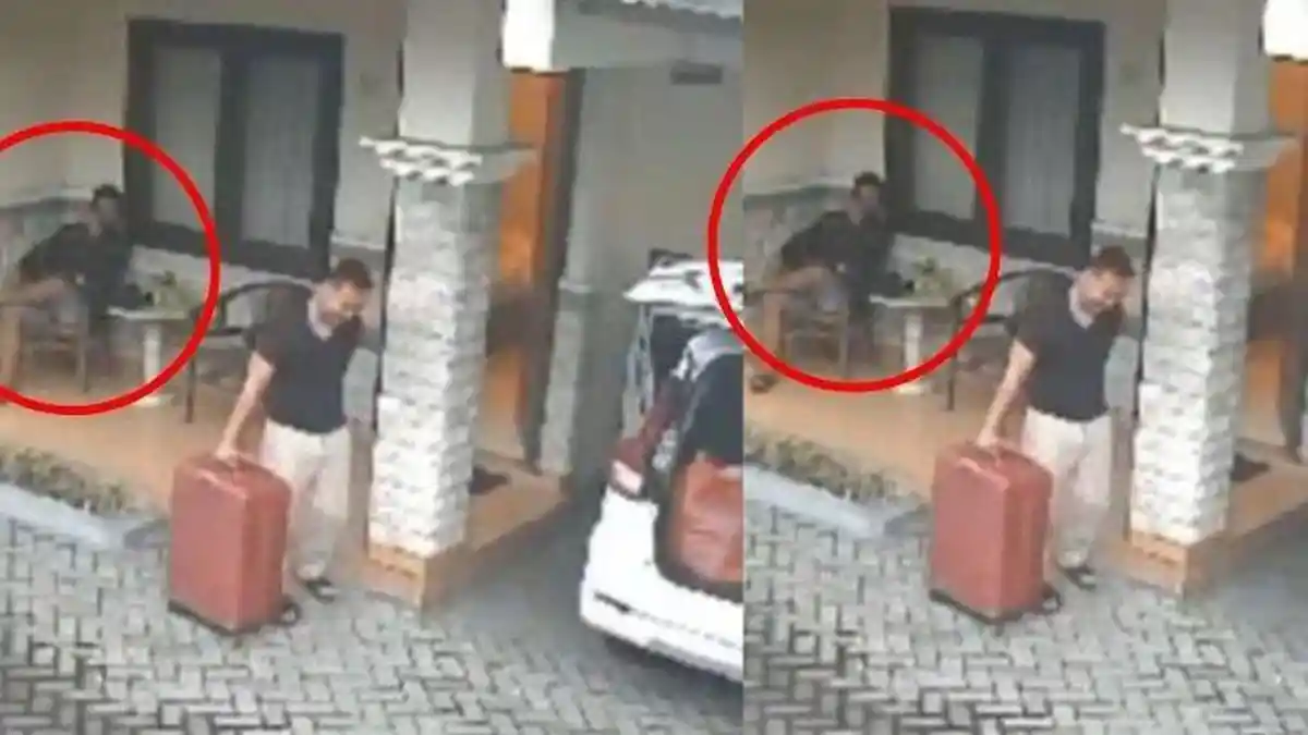 Terekam Kamera Sosok Pria Main HP, Lewat Depan Antok Bawa Koper Merah Isi Jasad UK, Kini Masuk DPO