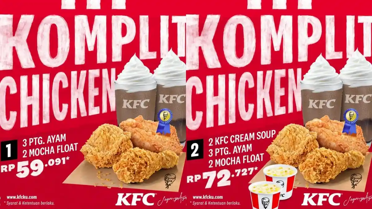 LAST! Promo KFC 24-25 November 2022, Dapatkan 3 Ayam KFC dan 2 Mocha Float Hanya Rp 59.091