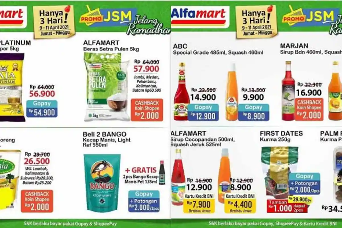 Promo Alfamart Hari Ini 9 April 2021 Beras Rp56.900 Minyak Goreng 2L Rp26.500 Diapers Dari Rp28.700