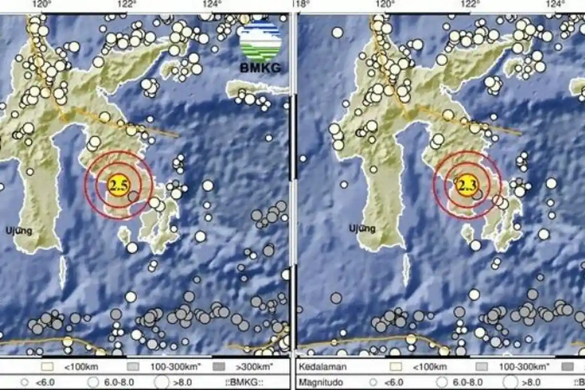 2 Kali Gempa Bumi di Kolaka Timur Sulawesi Tenggara Hari ini, Berkekuatan 2,3-2,5 Skala Richter