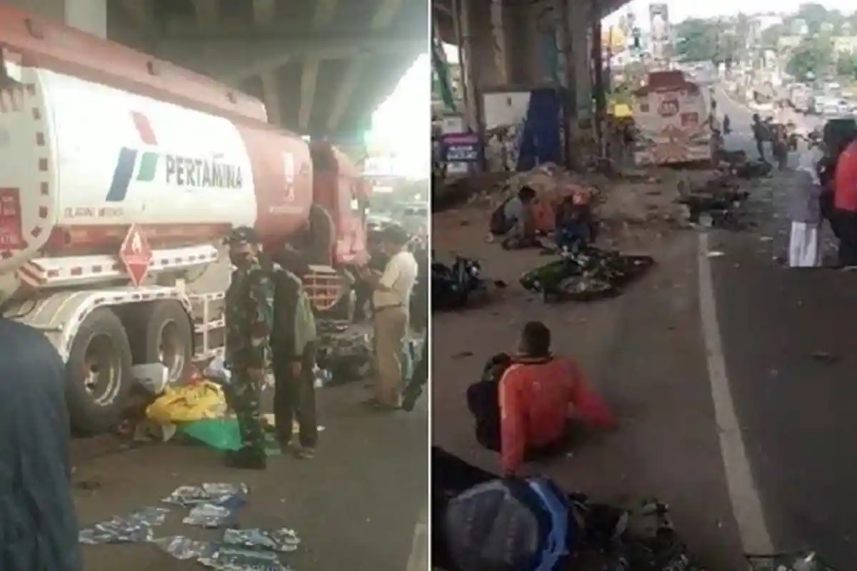 Kecelakaan Maut Pukul 15.50 WIB, 11 Orang Meninggal, Tabrakan Beruntun Truk Pertamina di Cibubur