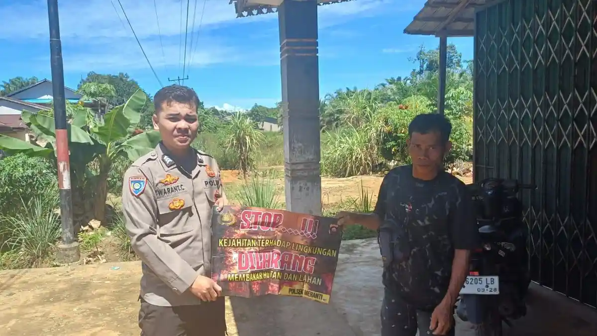 Musim Kemarau Mulai Mengancam, Polsek Meranti Cepat Sosialisasikan Pencegahan Karhutla kepada Warga - Tribunpontianak.co.id