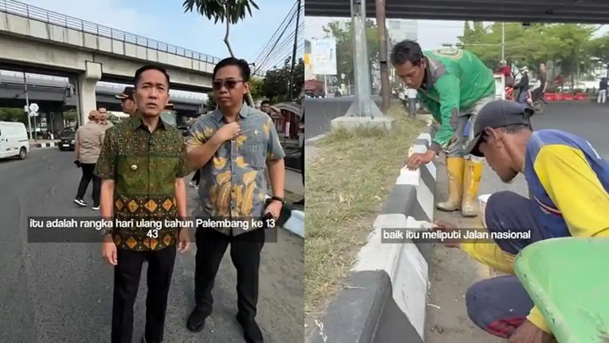 Sambut Hari Jadi Palembang ke-1343, Ratu Dewa Instruksikan Pengecatan Trotoar di Jalan Protokol