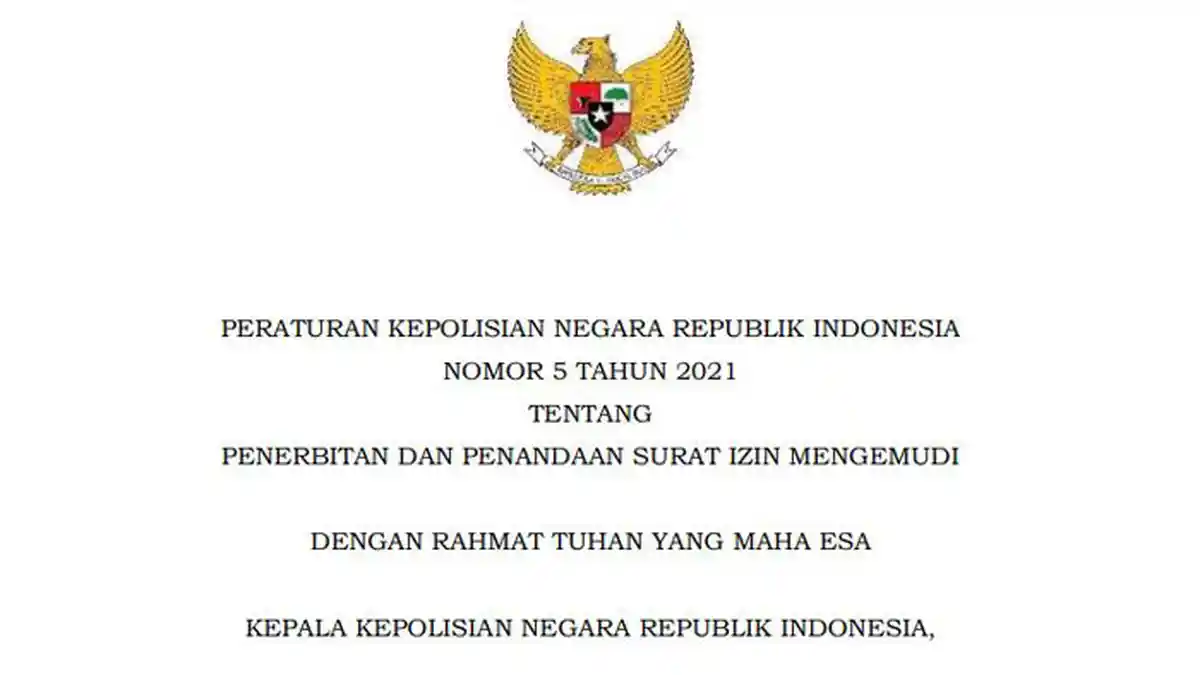Ini PDF Perpol No 5 Tahun 2021 dan Cara Penghitungan Poin Pelanggaran Lalulintas, SIM Bisa Dicabut