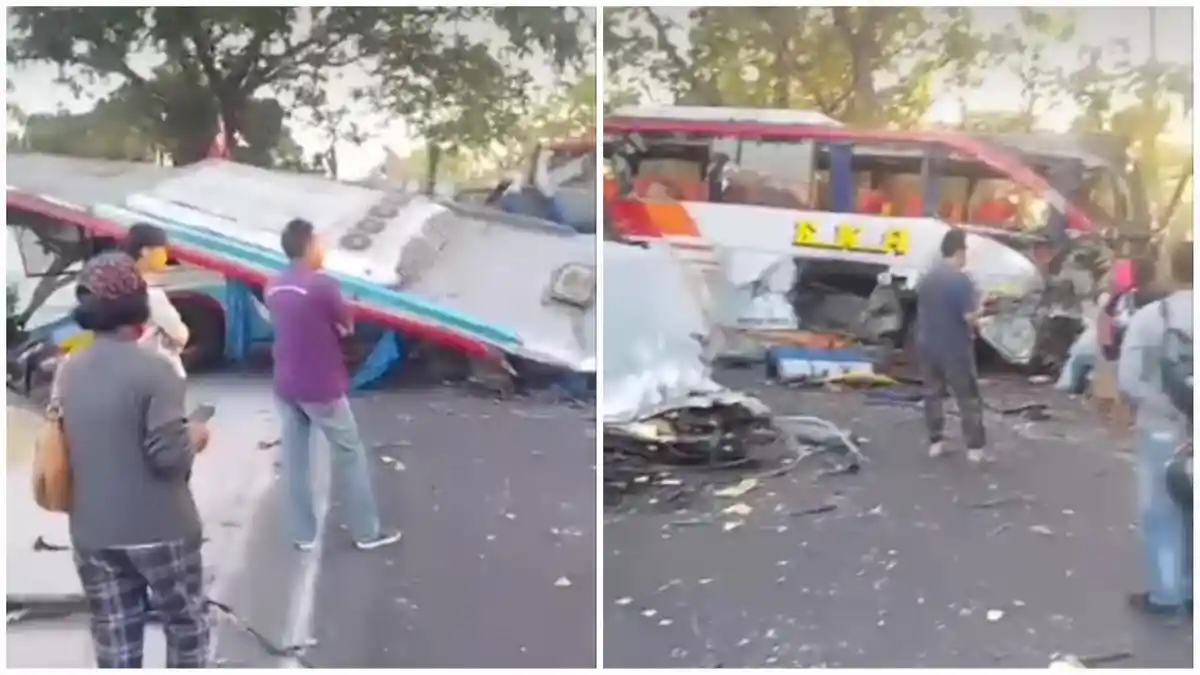 BREAKING NEWS: Kecelakaan Maut Bus Eka vs Sugeng Rahayu di Jalan Ngawi-Madiun, Adu Banteng