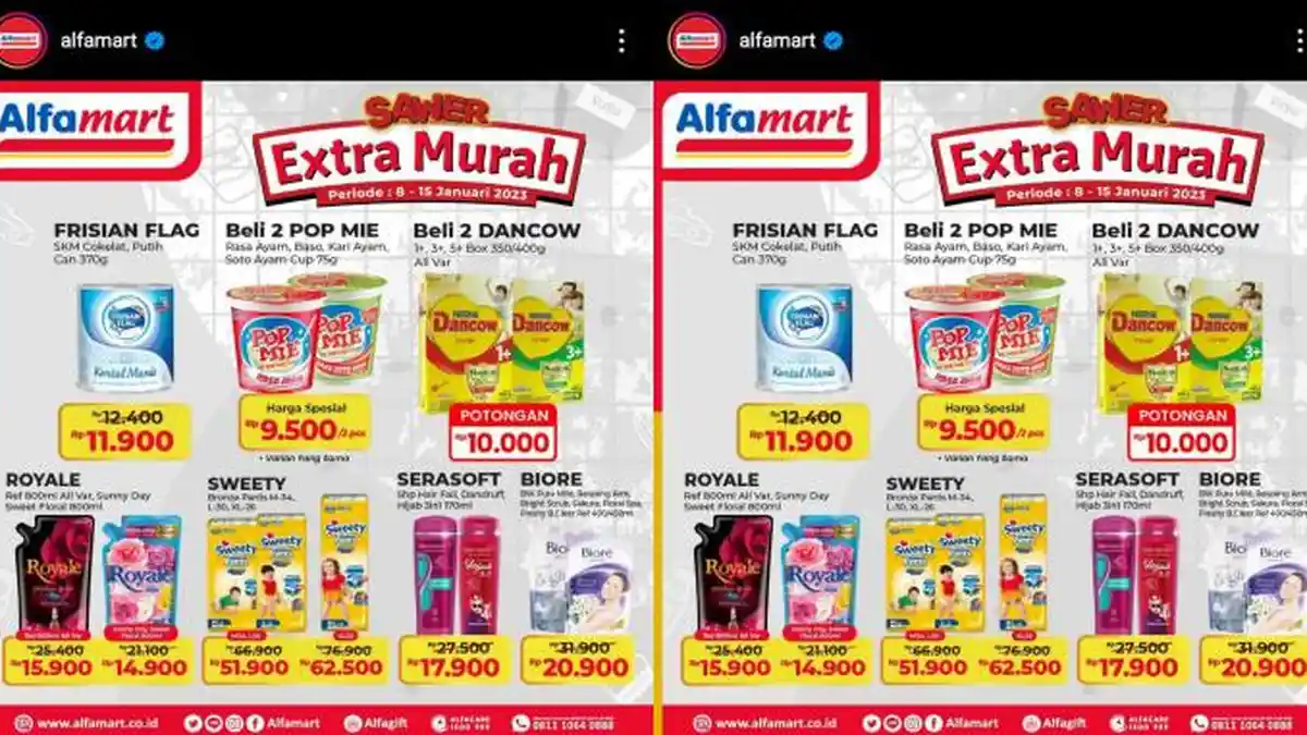 Diskon Extra Murah! Promo Sawer Alfamart Hari Ini 10 Januari 2023, 2 Cup Mie Instan Cuma Rp 9.500