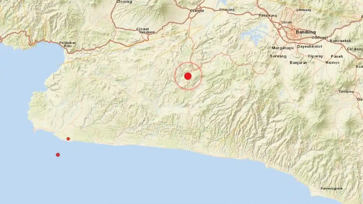 Gempa Bumi Jawa Barat Rabu Pagi 16 Agustus 2023, Guncangan di Darat Kedalaman 10 Km