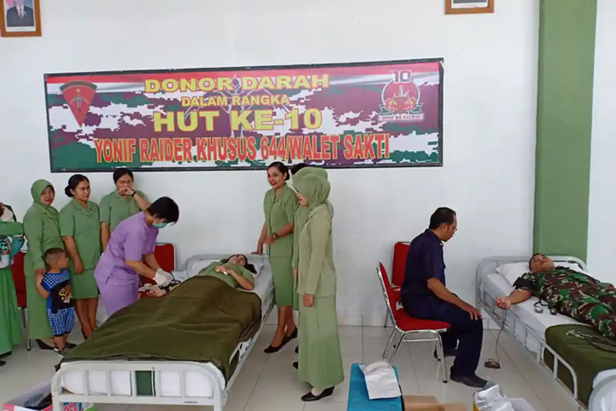 Rayakan Ultah Batalyon Inf RK 644/Wls Gelar Bhakti Sosial Donor Darah