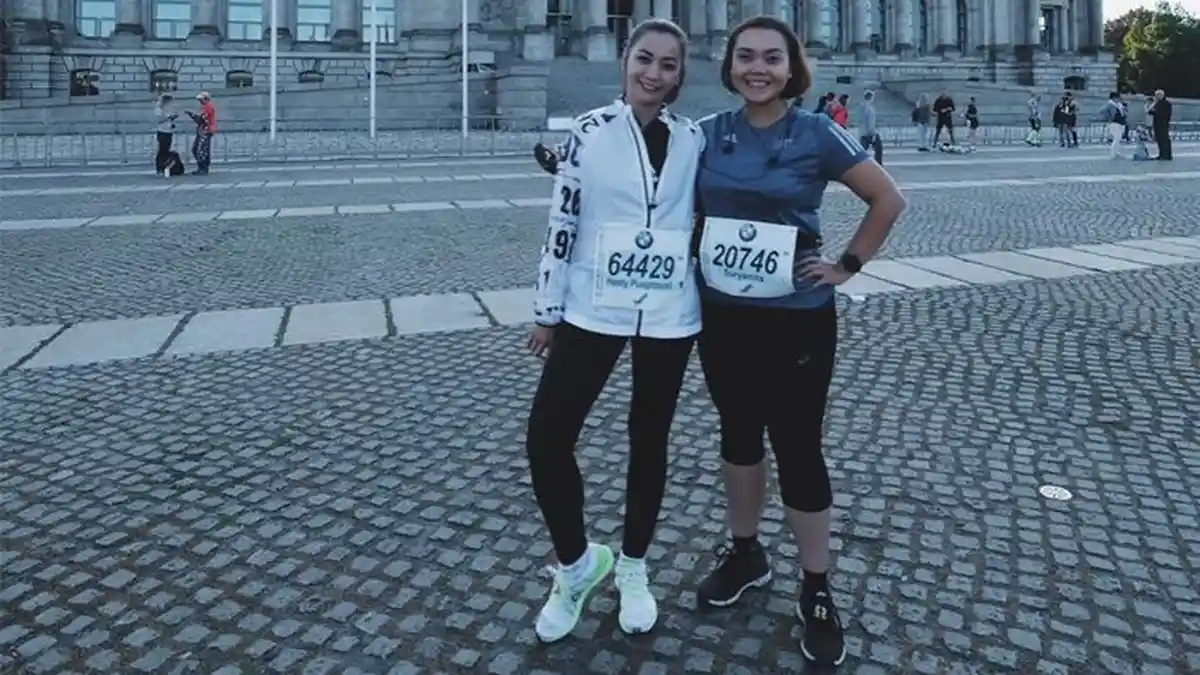 7 Potret Momen Hesti Purwadinata Mengikuti Berlin Marathon 2018