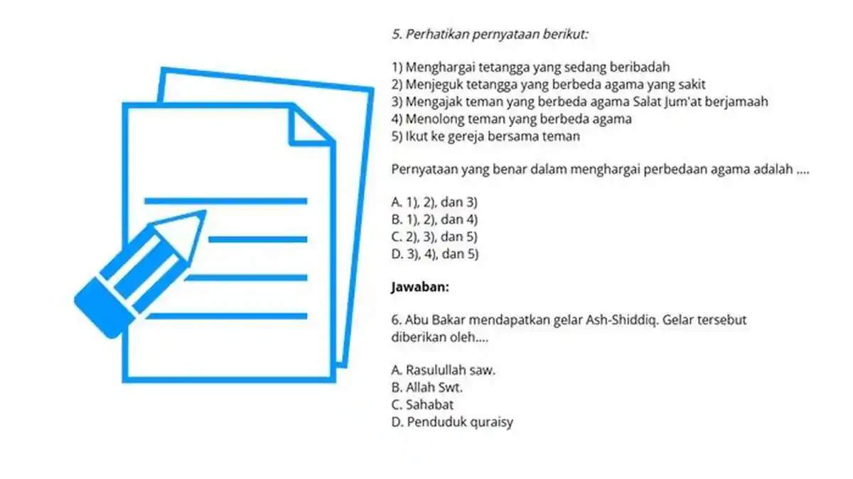 20 Soal PAI Kelas 5 SD Lengkap Kunci Jawaban, Sumatif Akhir Semester Kurikulum Merdeka