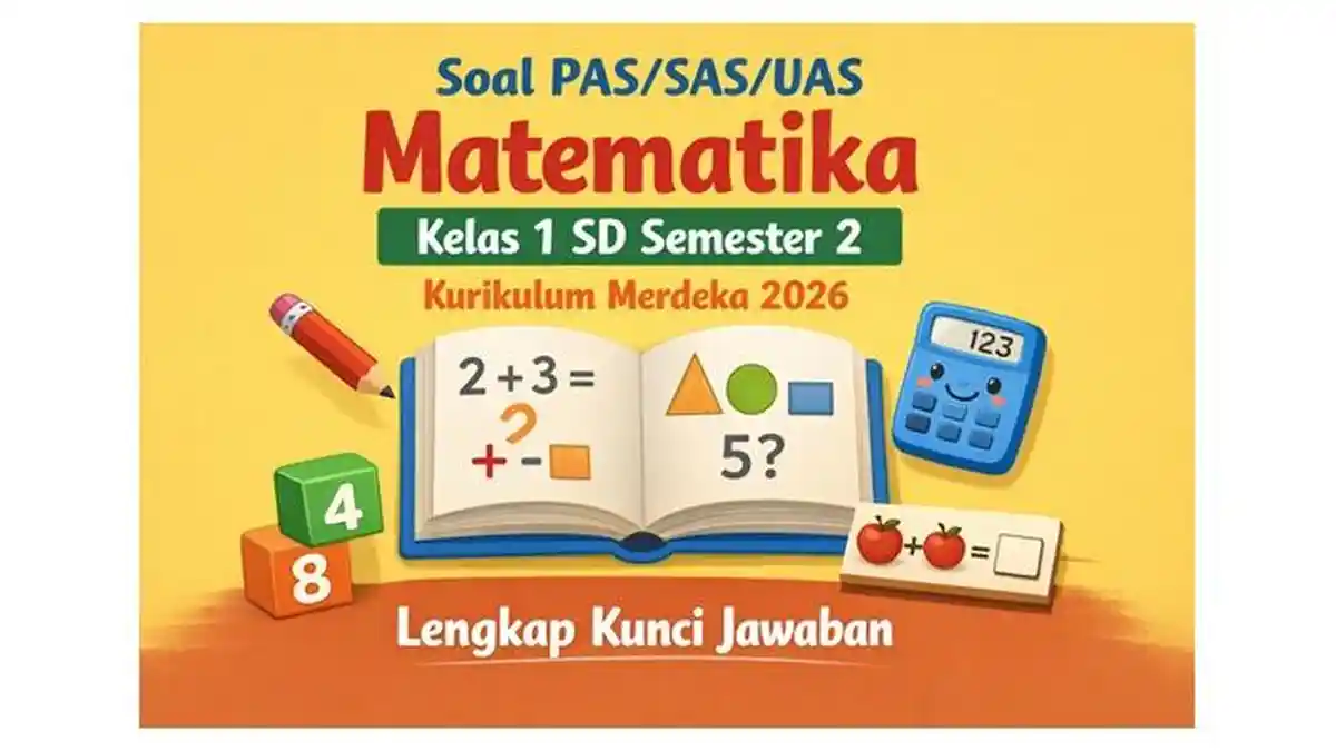 Soal PAS/SAS/UAS Matematika Kelas 1 SD Semester 2 Kurikulum Merdeka 2026 Lengkap Kunci Jawaban